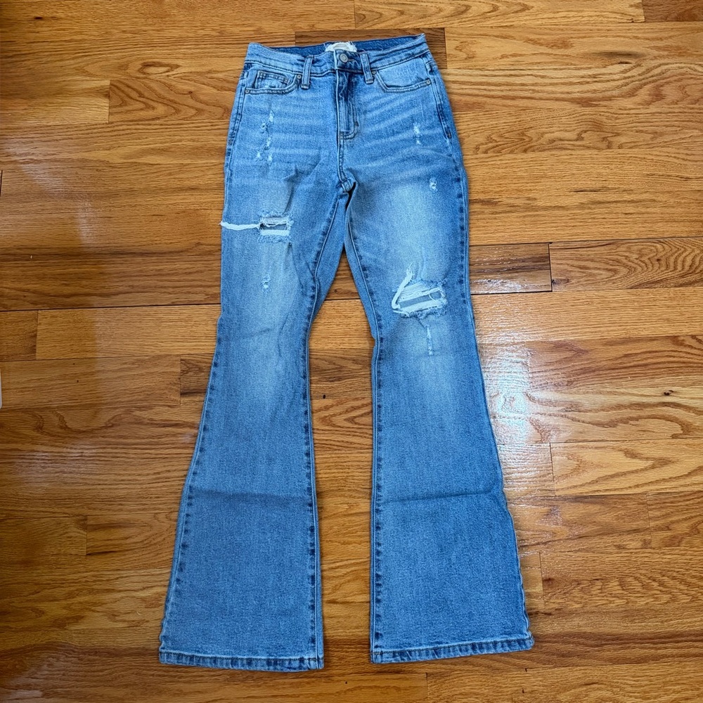 Altar’d State Women's High Rise Distressed Flare Jeans